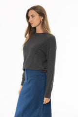 Grey Stitched Knit Sweater