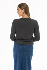 Grey Stitched Knit Sweater