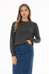 Grey Stitched Knit Sweater