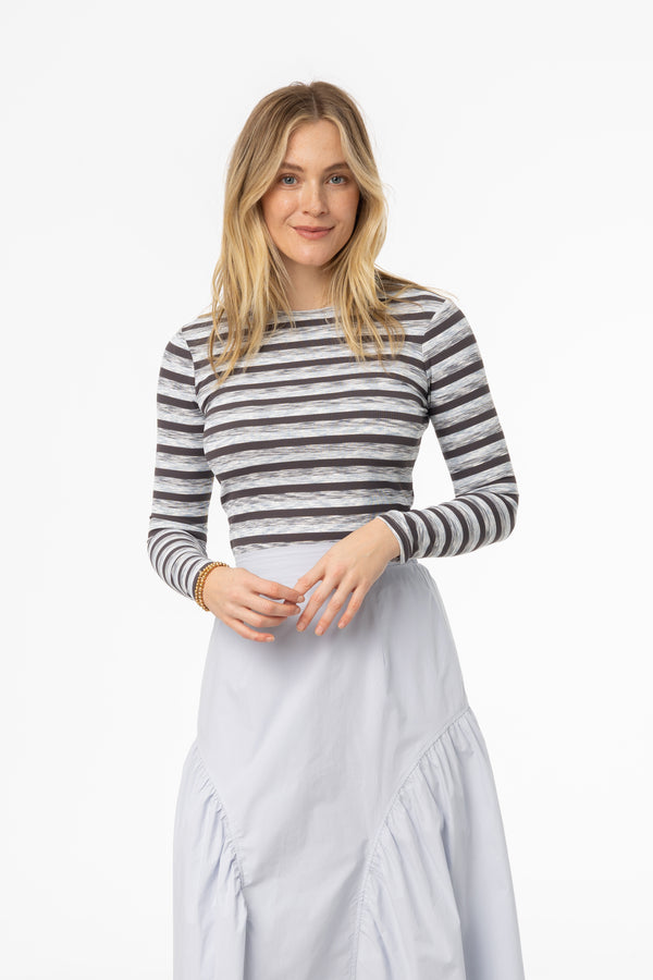 Grey Striped Long Sleeve T-Shirt