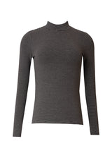 Grey Striped Mock Neck Top