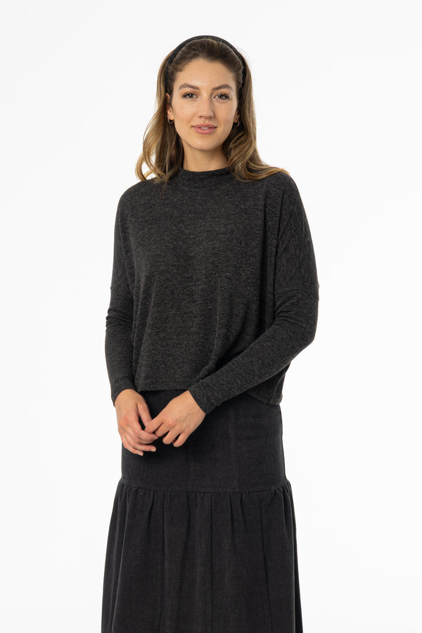 Grey Swing Mock Neck Top