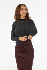 Grey Swing Mock Neck Top