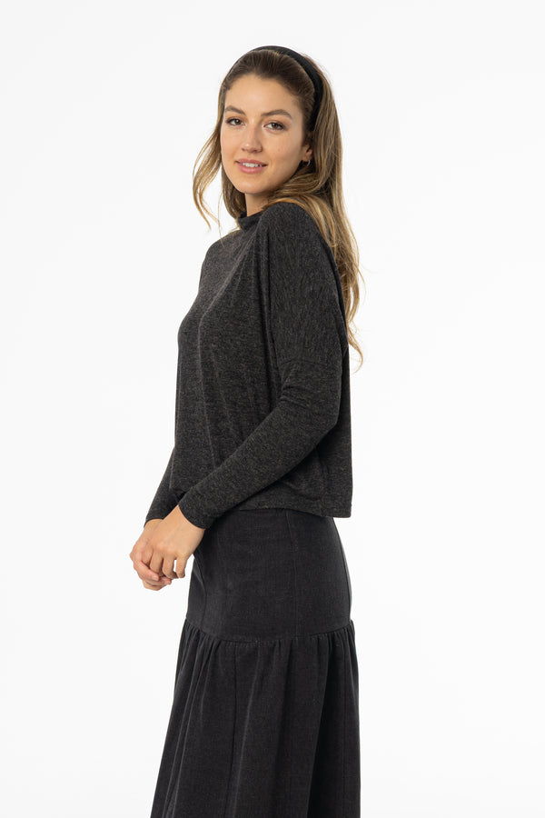 Grey Swing Mock Neck Top
