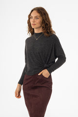 Grey Swing Mock Neck Top