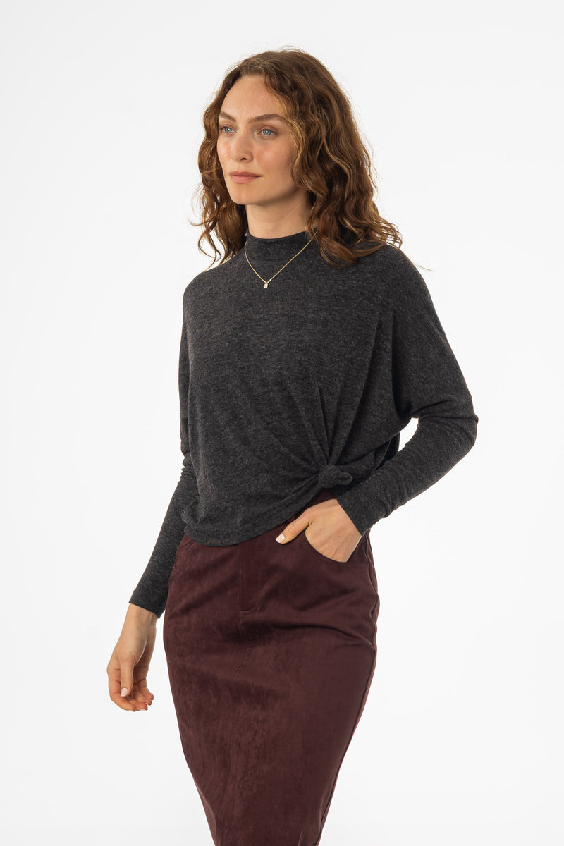 Grey Swing Mock Neck Top