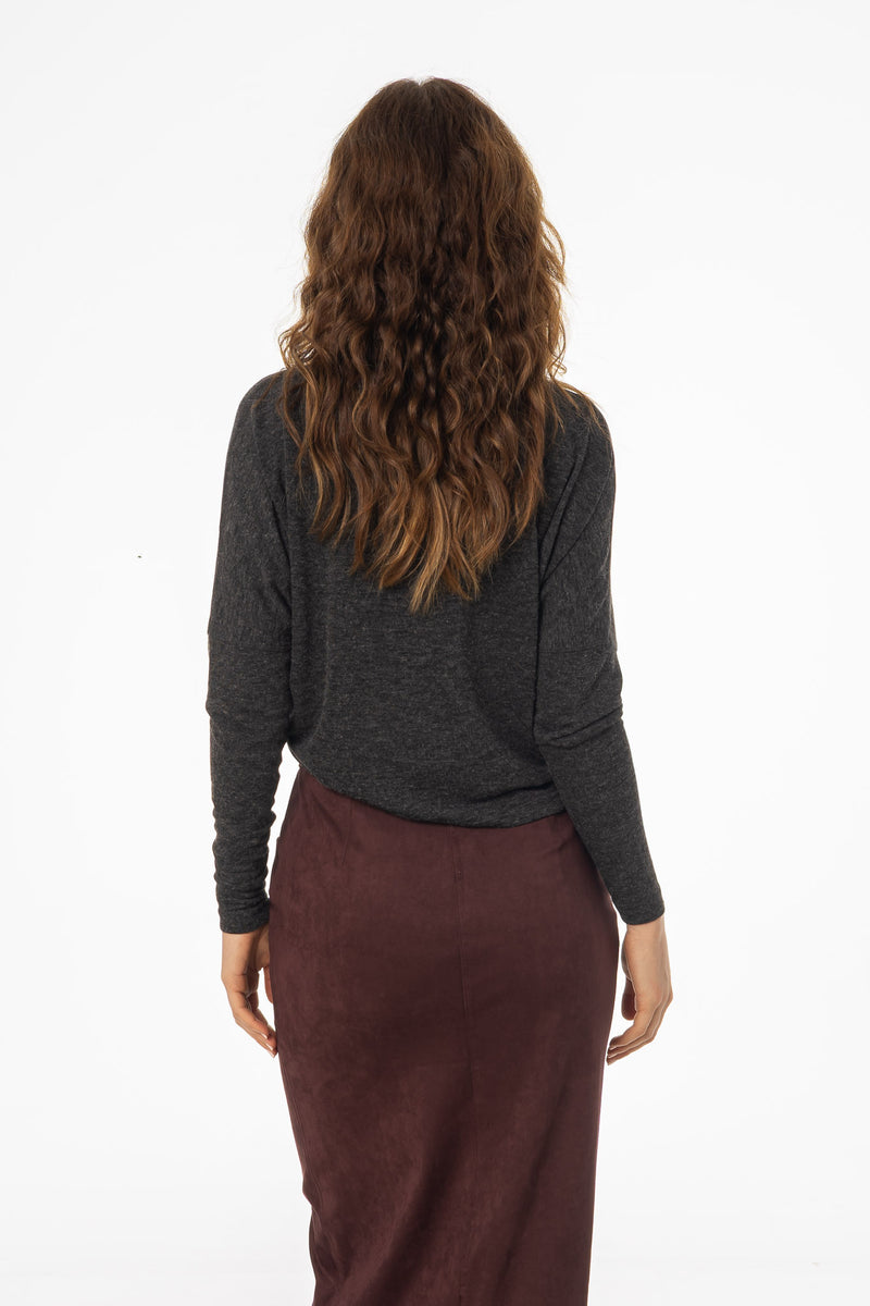 Grey Swing Mock Neck Top