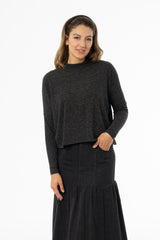 Grey Swing Mock Neck Top