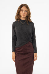 Grey Swing Mock Neck Top