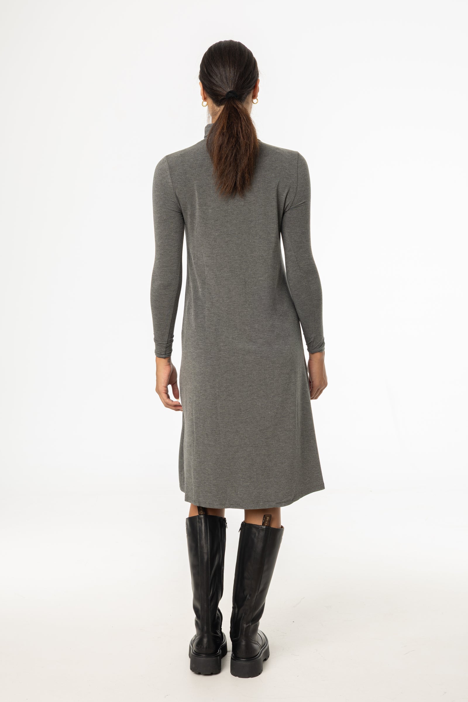Grey Turtleneck Swing Dress – BLANK
