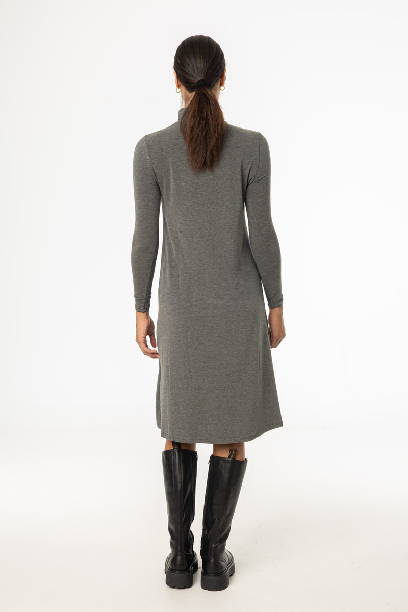 Grey Turtleneck Swing Dress