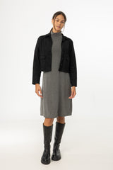 Grey Turtleneck Swing Dress