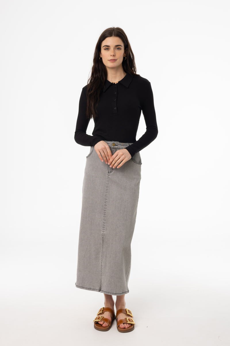 Grey Wash Everyday Denim Skirt