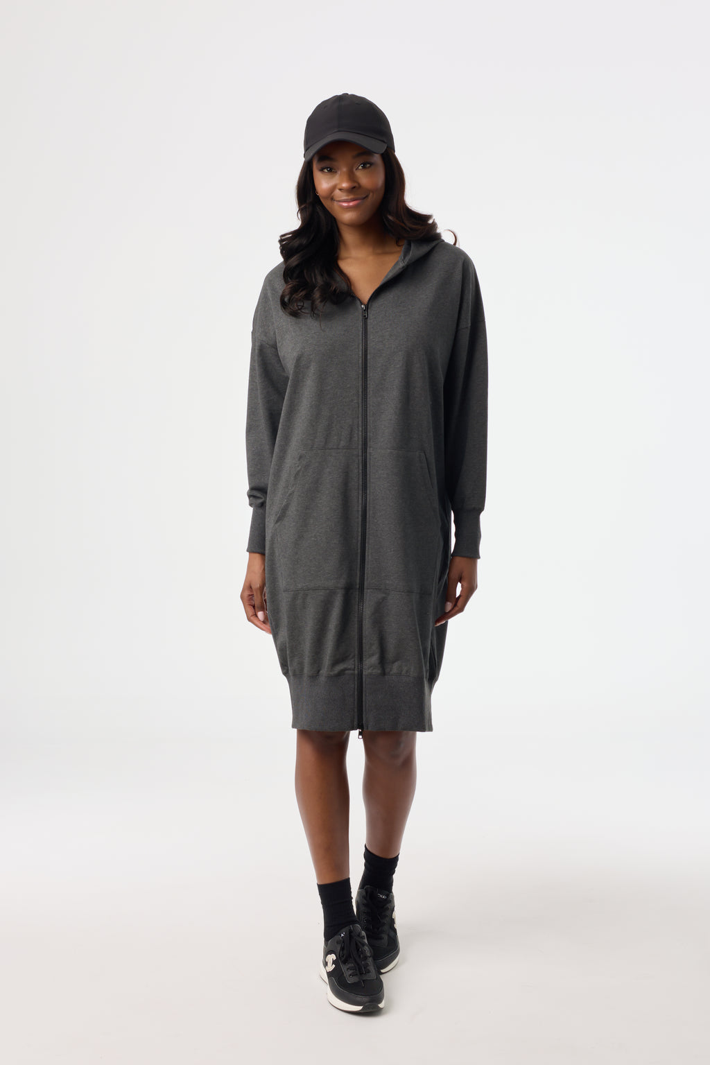 Grey Zipper Sweatshirt Dress BLANK Grey Zipper Sweatshirt Dress BLANK