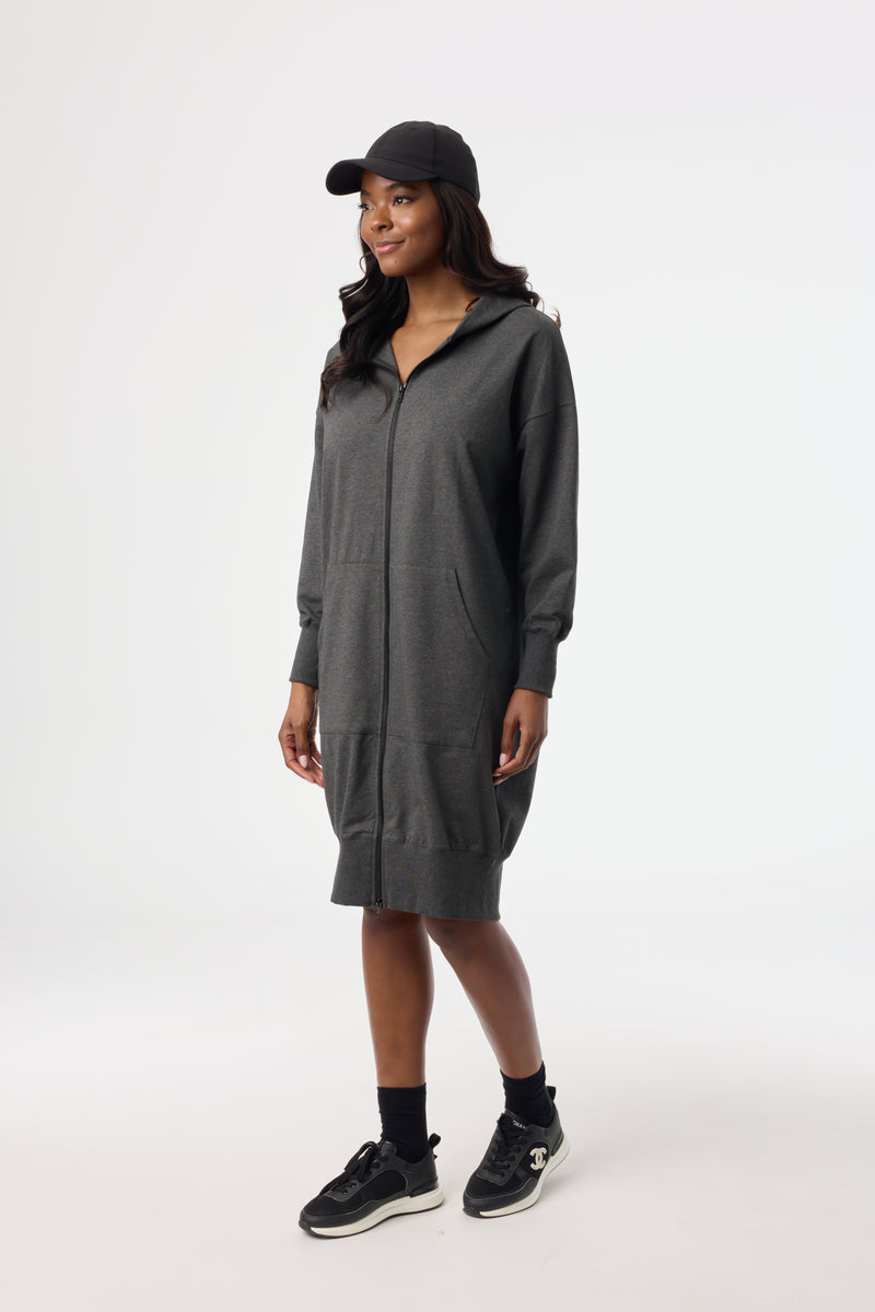 Grey Zipper Sweatshirt Dress