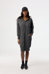 Grey Zipper Sweatshirt Dress