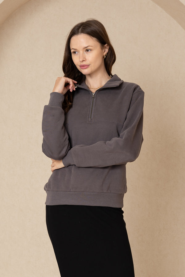 Grey Half Zip Sweatshirt