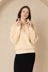 Tan Half Zip Sweatshirt