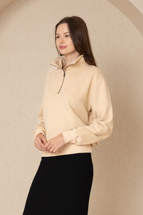 Tan Half Zip Sweatshirt