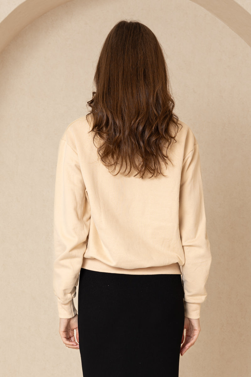 Tan Half Zip Sweatshirt