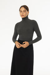 Heather Grey Ribbed Turtleneck