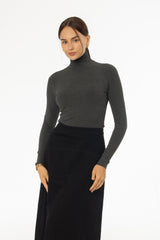 Heather Grey Ribbed Turtleneck