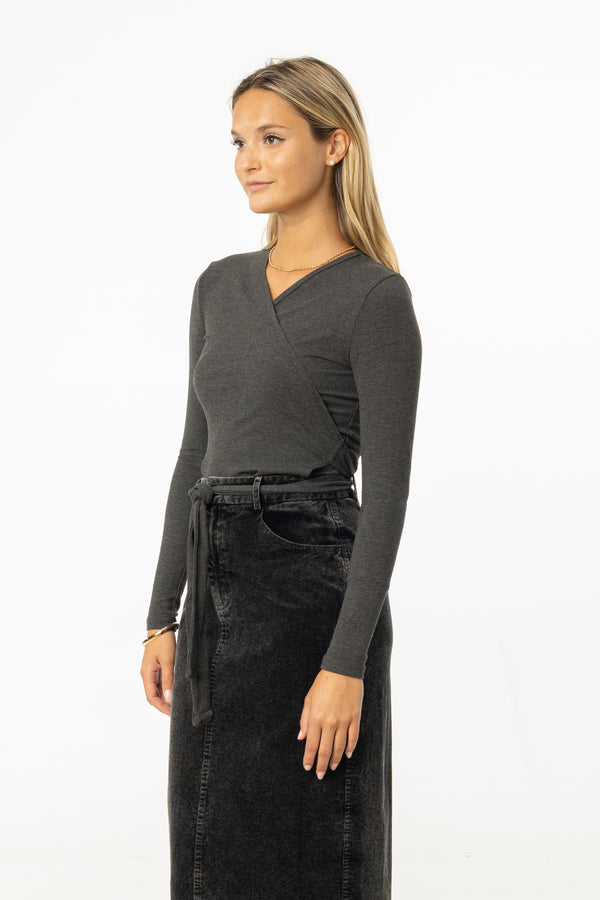 Heather Grey Wrap Tee
