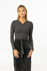 Heather Grey Wrap Tee