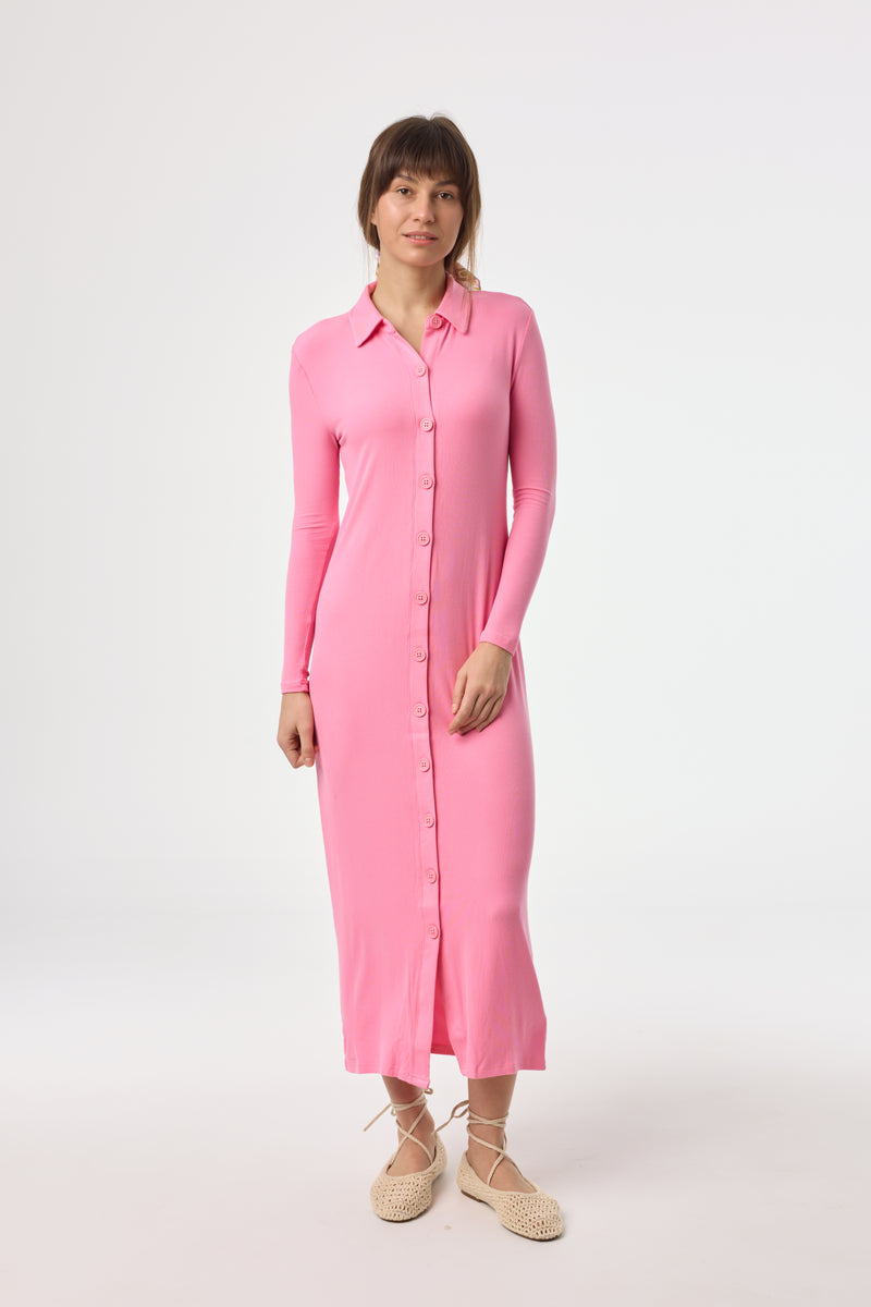 Hot Pink Cardi Maxi Dress