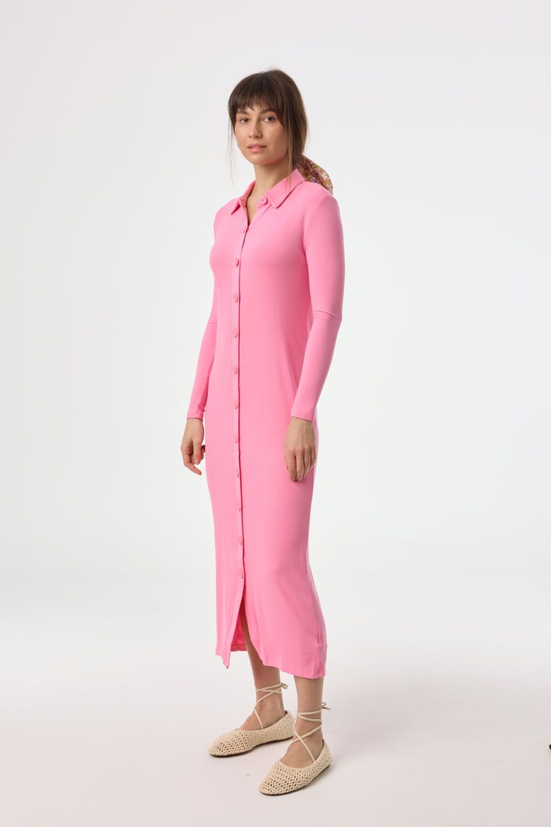 Hot Pink Cardi Maxi Dress