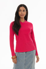 Hot Pink Crossover Neck T-Shirt