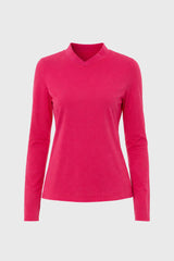 Hot Pink Crossover Neck T-Shirt