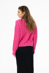 Hot Pink Tri Knit Sweater