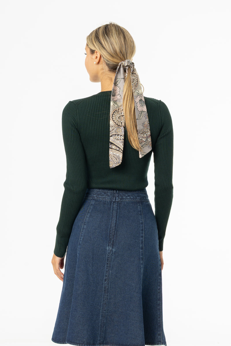Hunter Green Button Knit Top
