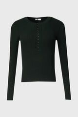 Hunter Green Button Knit Top