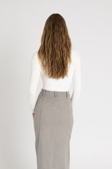 White Basic Wider Neck Ribbed Tee