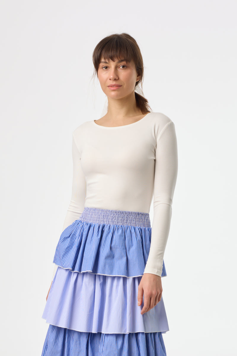 White Solid Wide Neck T-Shirt