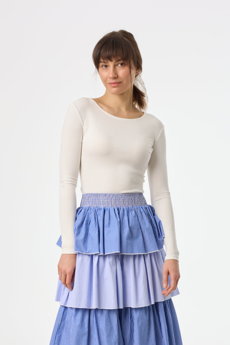 White Solid Wide Neck T-Shirt