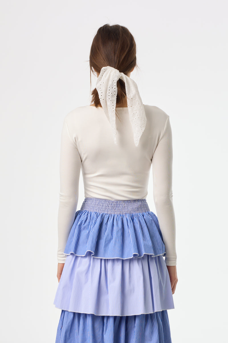 White Solid Wide Neck T-Shirt