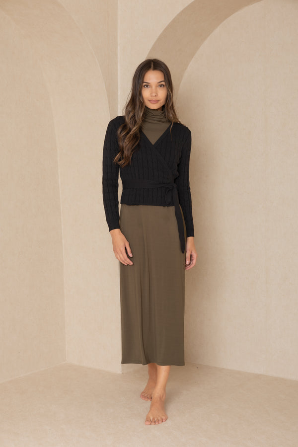 Black Cable Knit Wrap