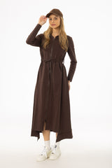 Brown Sweatshirt Maxi Dress