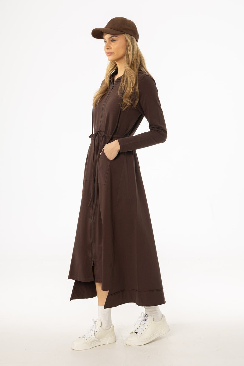 Brown Sweatshirt Maxi Dress