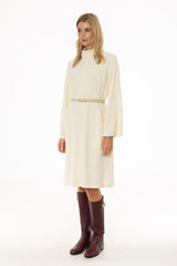 Ivory Corduroy Flare Dress