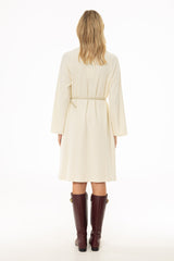 Ivory Corduroy Flare Dress