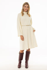 Ivory Corduroy Flare Dress