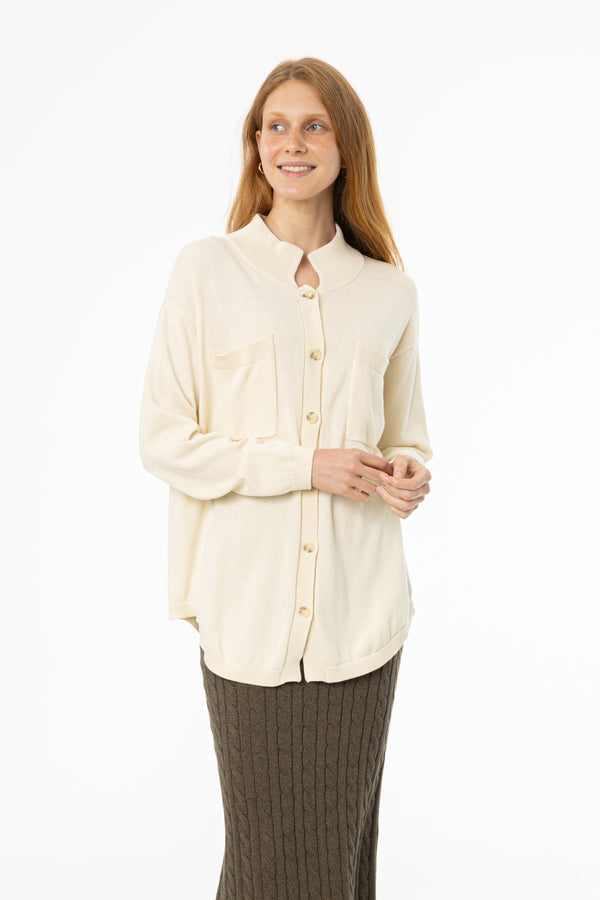 Ivory Oversized Knit Cardigan