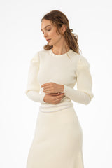 Ivory Puff Sleeve Knit Sweater Top