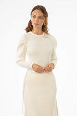 Ivory Puff Sleeve Knit Sweater Top
