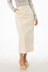 Ivory Scalloped Edge Maxi Skirt