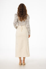 Ivory Scalloped Edge Maxi Skirt
